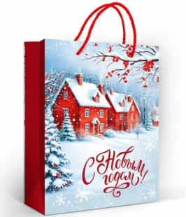 Пакет подарочный, Зимняя сказка (домики), 22,7*18 см, 1 шт.