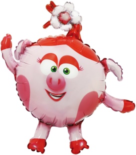 Шар с клапаном (17''/43 см) Мини-фигура, Смешарики, Нюша, 5 шт. в уп.